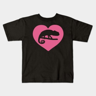 Pink Chameleon Heart for Chameleon Lovers Kids T-Shirt